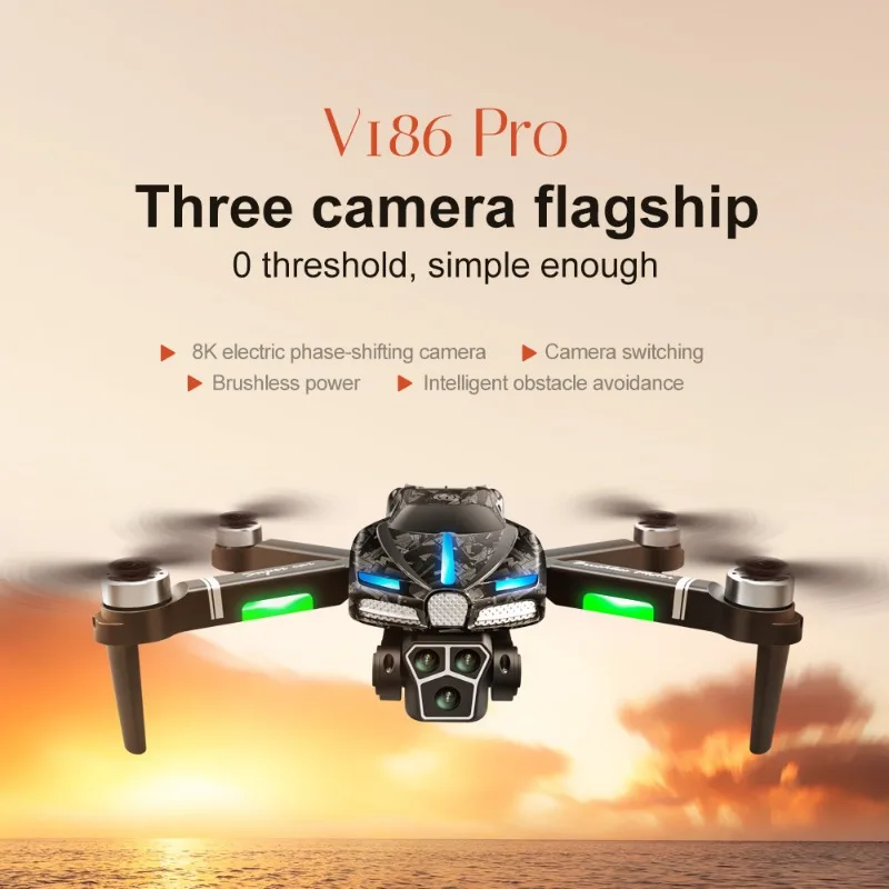 Drone Gimbal 2 Axis - Nouveau Drone professionnel V186 Pro, moteur