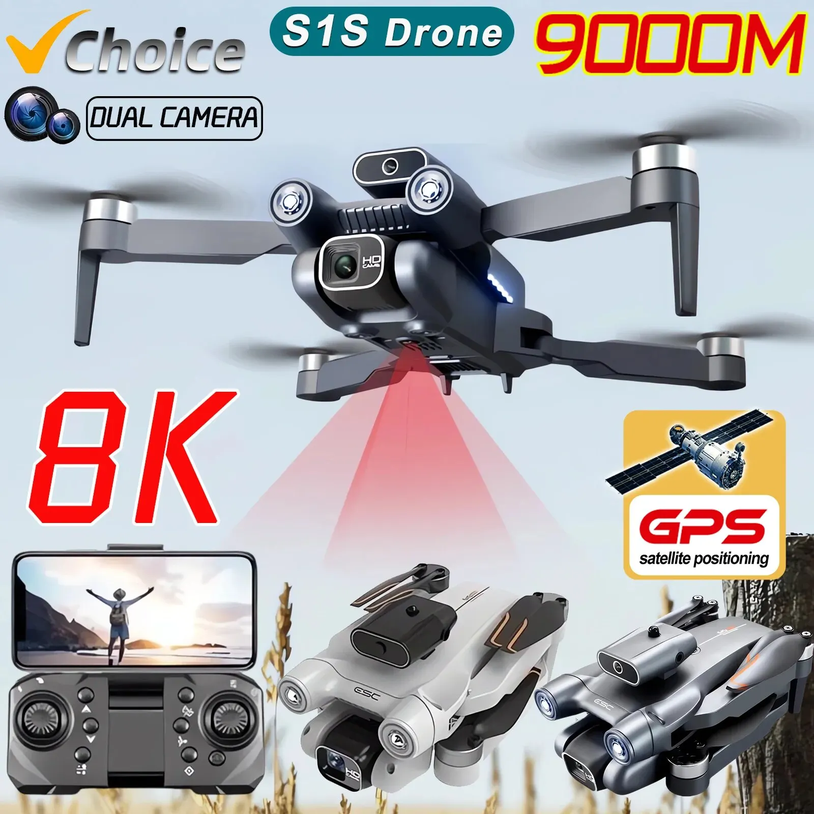 S1S 5G GPS Drone Caméra 8K, Mo - Drone Gimbal Brushless avis et prix